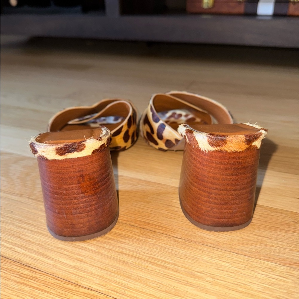 Lulu’s Henri Leopard Calf Hair Peep-Toe Mules - Picture 8 of 8